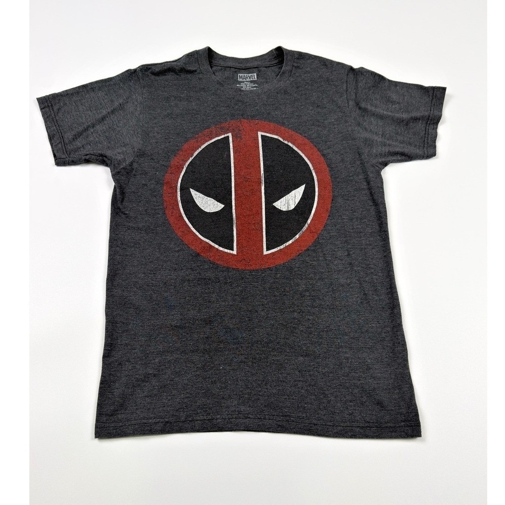 Marvel Deadpool T-Shirt Mens S Gray Good Graphic Logo Short Sleeve Tee